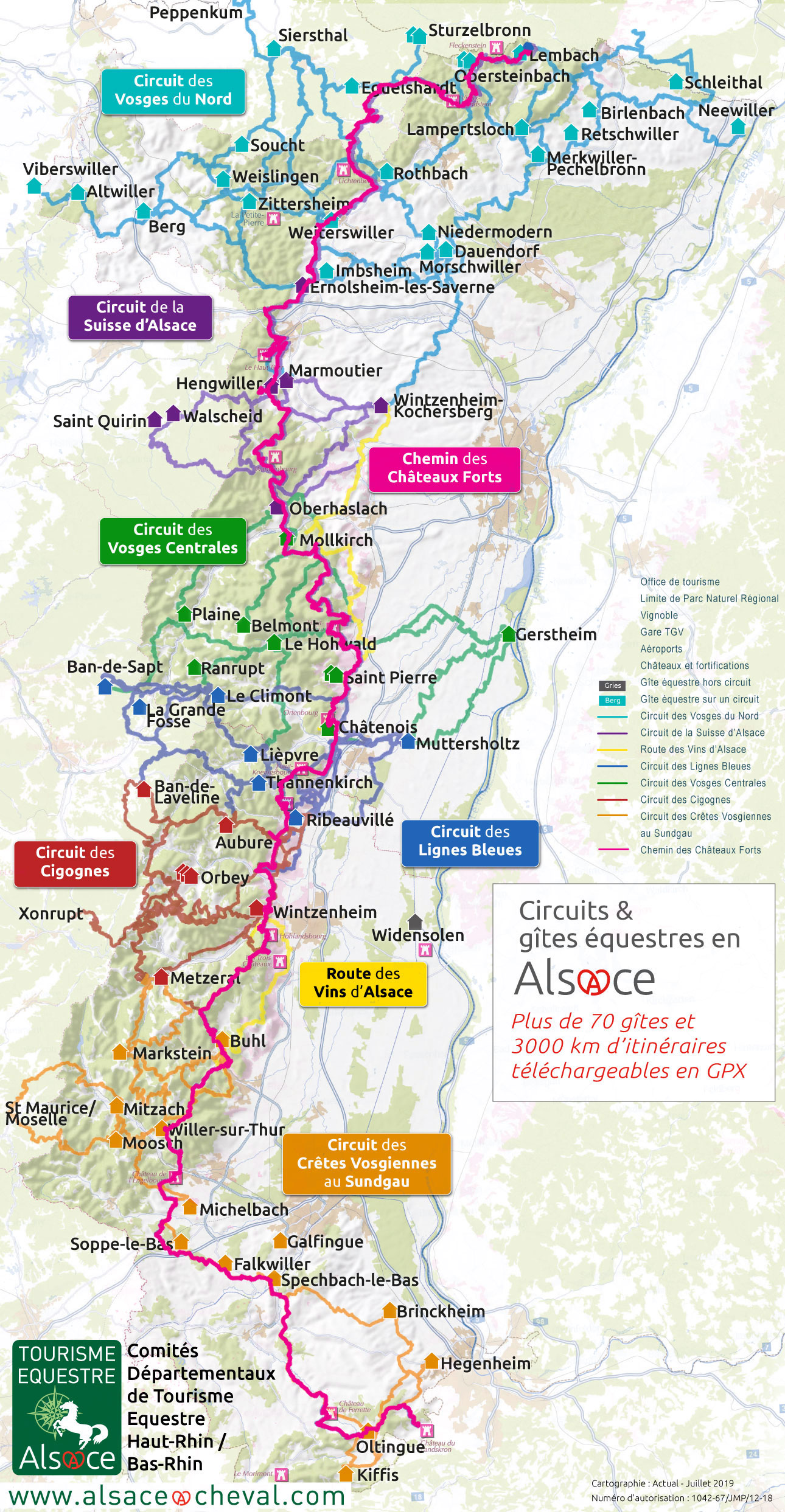 Les Châteaux Forts d’Alsace à cheval du Nord au Sud, Itinéraire équestre